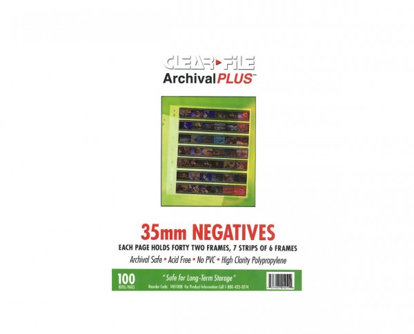 Clearfile PP negative sleeves (6 frames) for 35mm format 100 sheets