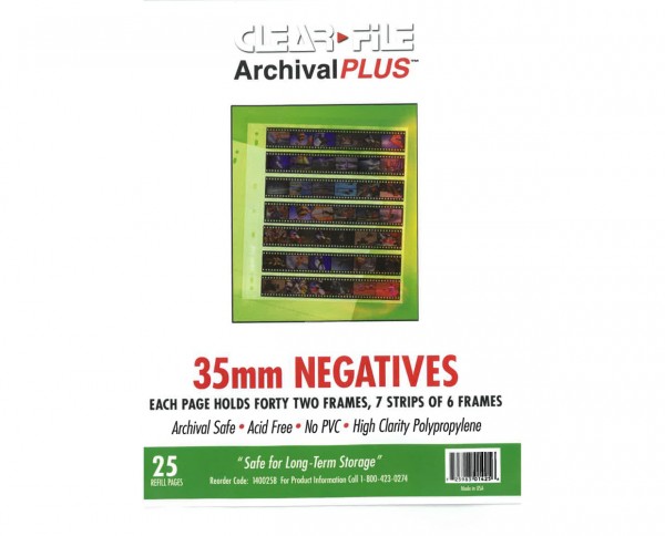 Clearfile PP negative sleeves (6 frames) for 35mm format 25 sheets