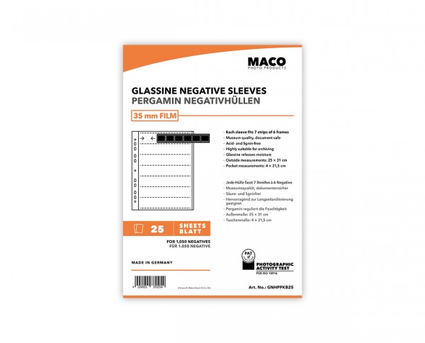 MACO Glassine Negative Sleeves for 35mm Films | 25 sheets